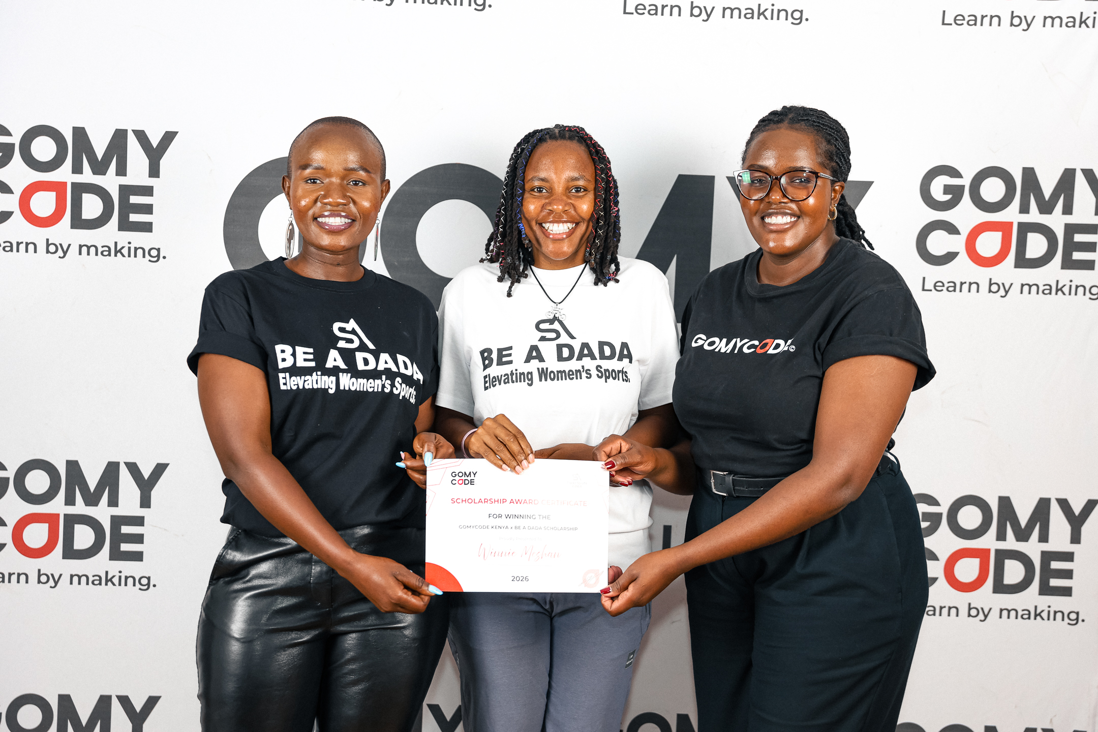 Dada Sports Africa x GOMYCODEKenya officially present Winnie Mashan, a Kenyan Cyclist with her tech scholarship certificate after successfully participating in the Be A Dada scholarship Campaign.